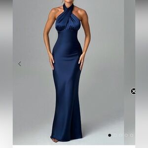 Baby boo fashion dress, navy blue, thick satin fabric